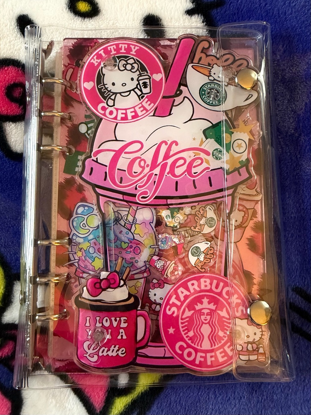 Pink Sanrio Hello Kitty x Starbucks A5 Size Shaker Notebook Binder